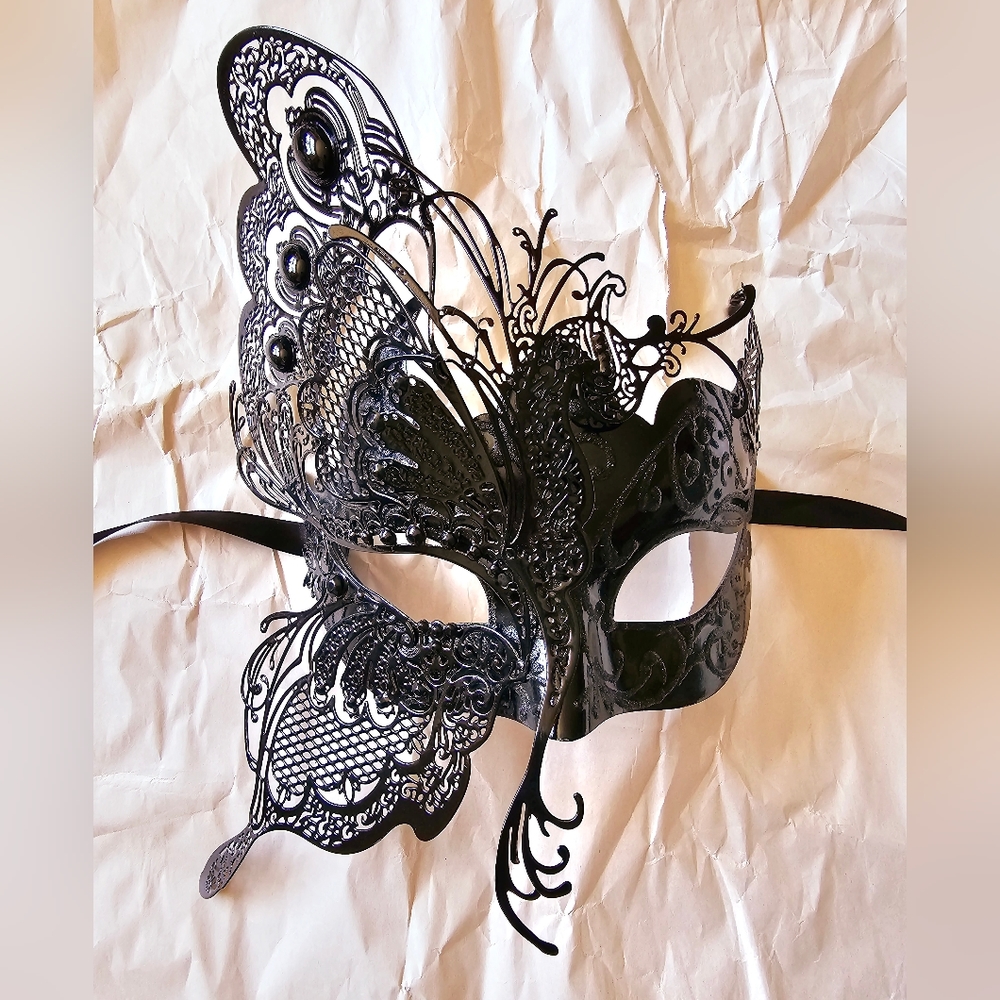 Beautiful Black Butterfly Masquerade Mask